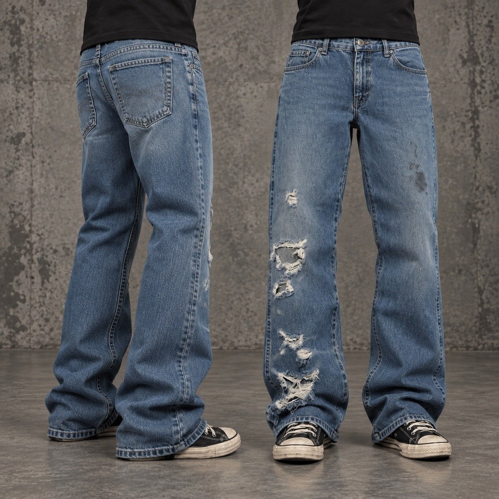 36x30 Blue Super Distressed Faded Jeans Y2K Grunge Vintage